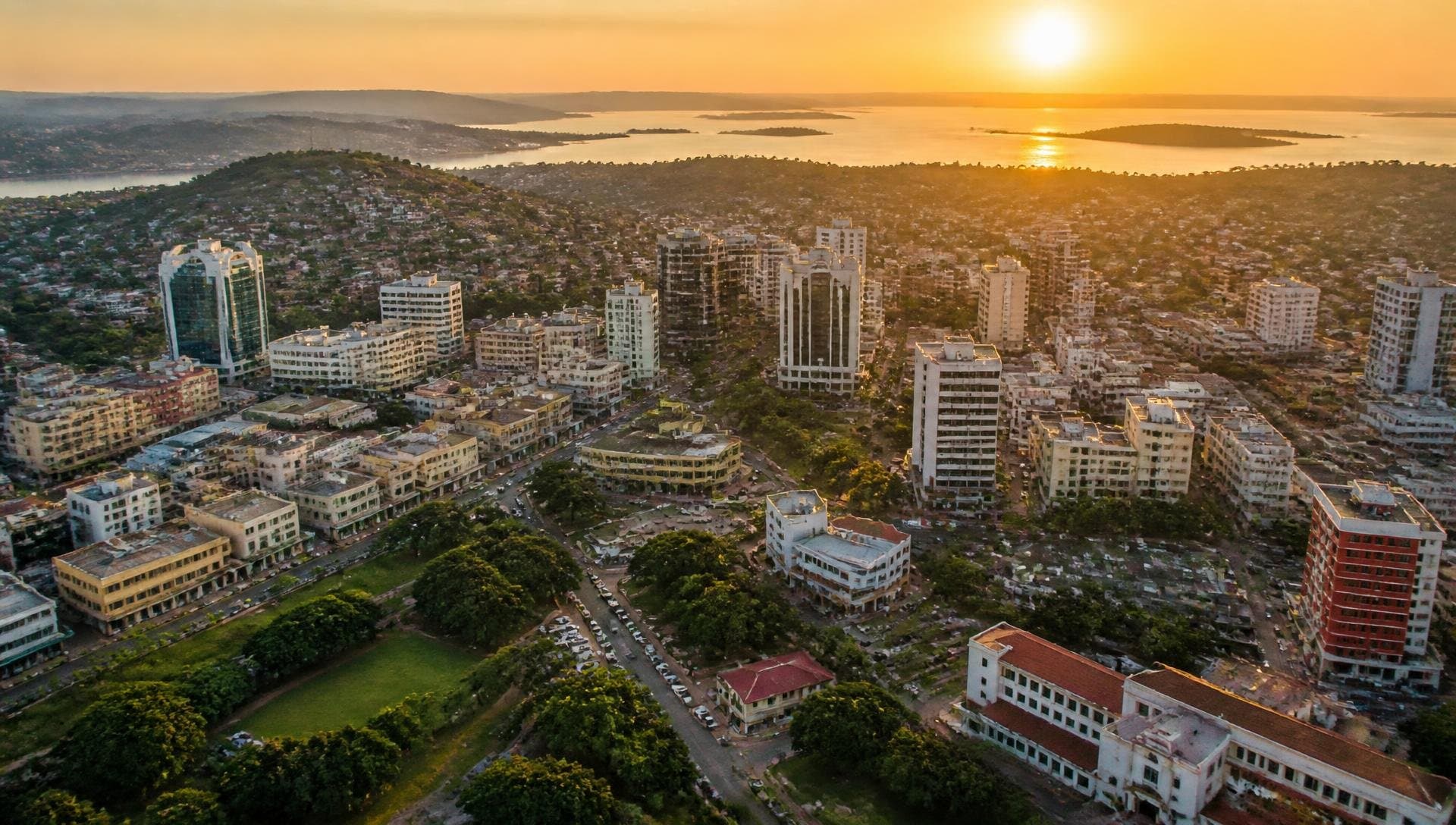 Kampala skyline at golden hour